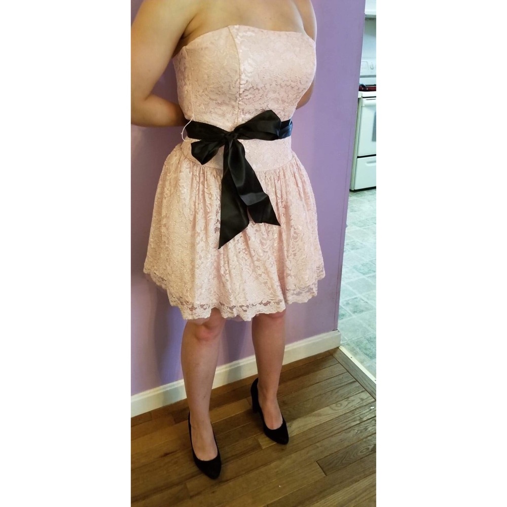 Pink lace formal dress